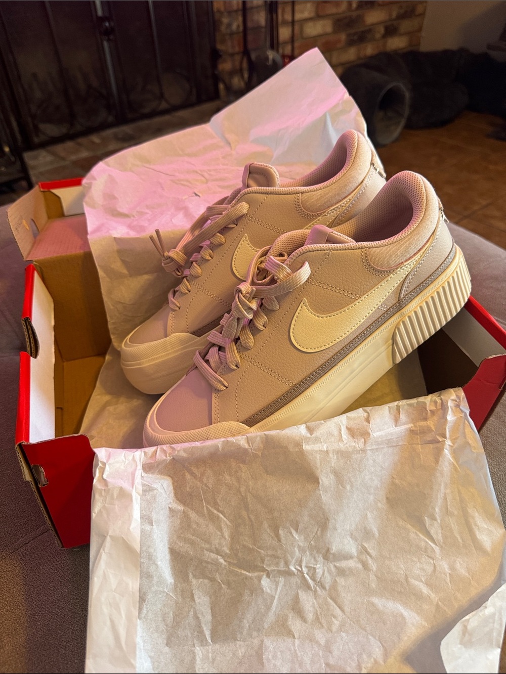 Nike Women’s Court Legacy Lift- Light Pink/Cream Low Top Sneaker